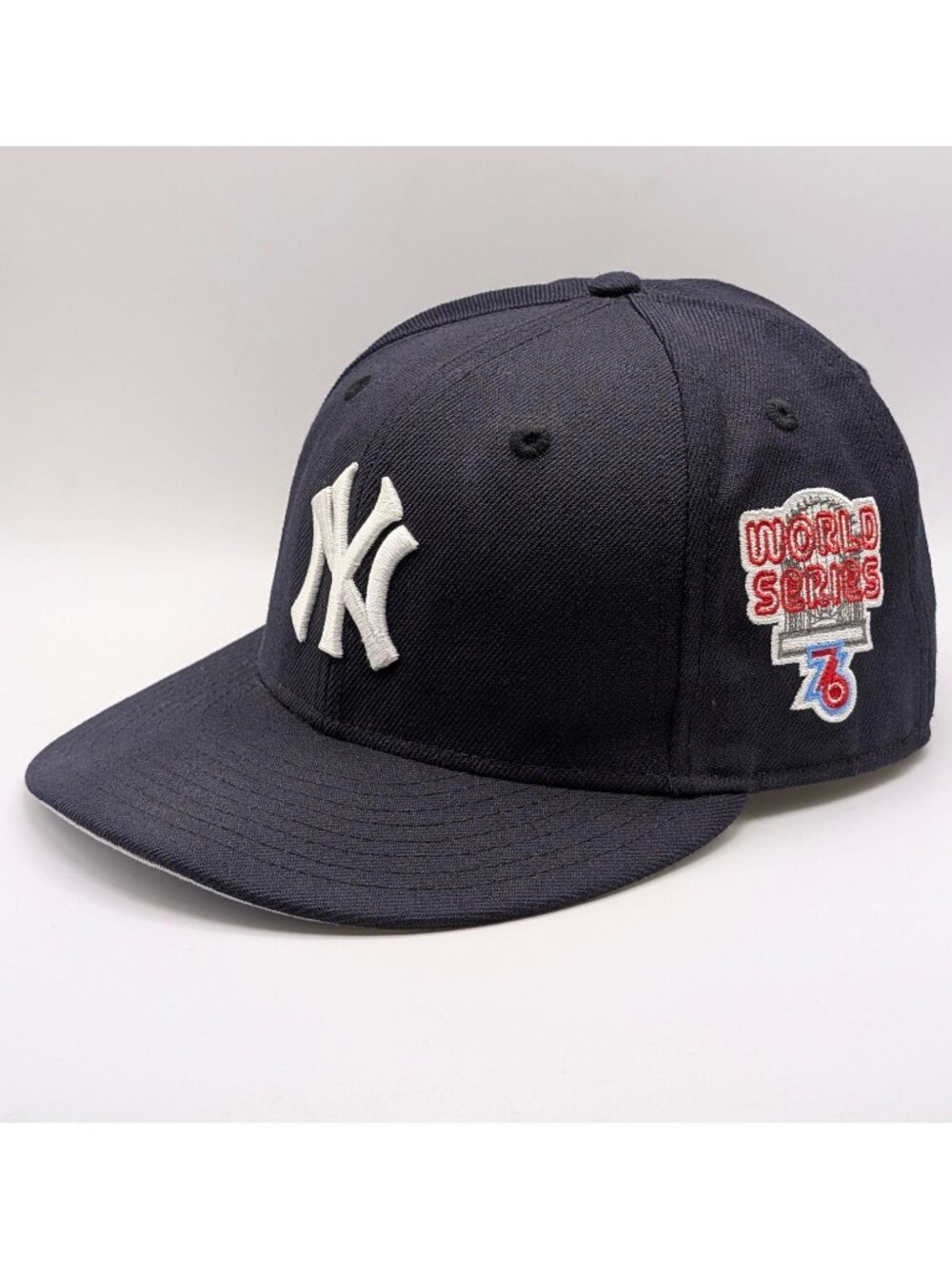 New York Yankees Fitted Hat MLB World Series 1976 Patch Navy Blue Wool 7 3/8